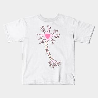 Neuron Heart Pink Brown Kids T-Shirt